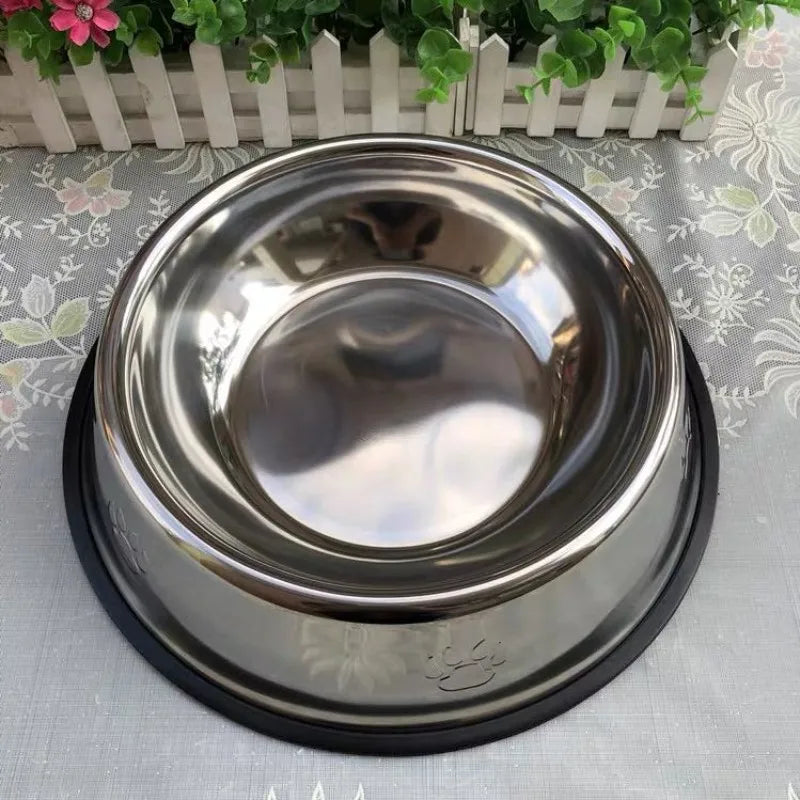 Comedouro e Bebedouro Inox Antiderrapante para Pets – Ideal para Cães e Gatos de Todos os Potes