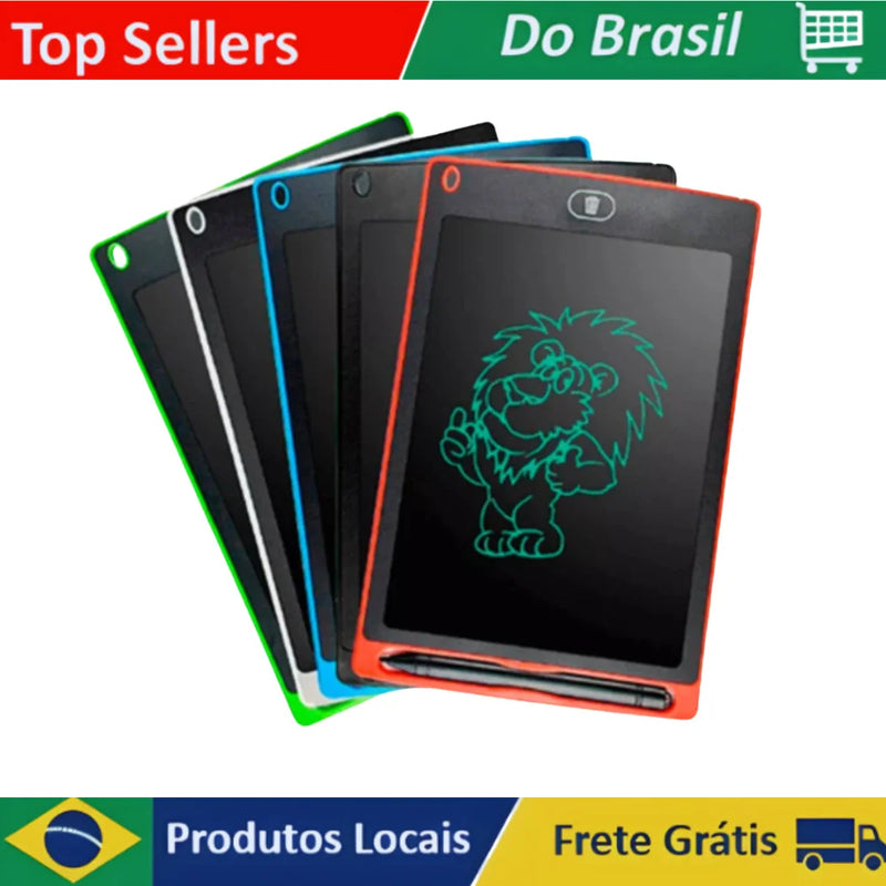 Tablet Lousa Digital Infantil LCD 8.5, 10 ou 12 Polegadas - Caneta Inclusa, Ideal para Desenho, Escrita e Estudo (Cores Sortidas)