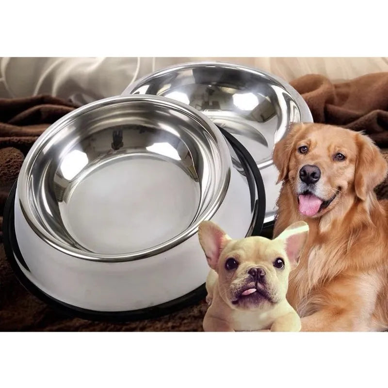 Comedouro e Bebedouro Inox Antiderrapante para Pets – Ideal para Cães e Gatos de Todos os Potes