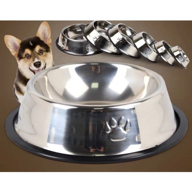 Comedouro e Bebedouro Inox Antiderrapante para Pets – Ideal para Cães e Gatos de Todos os Potes