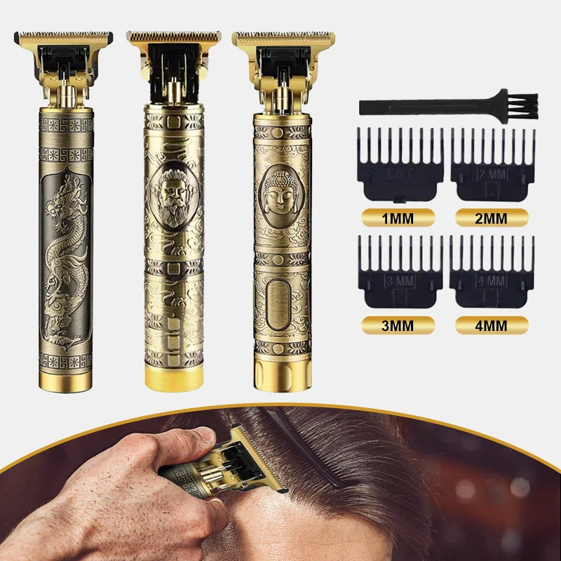 Máquina de Cortar Cabelo Profissional - Design em Metal, Recarregável, 5W de Potência, Ideal para Barba, Cabelo e Desenhos