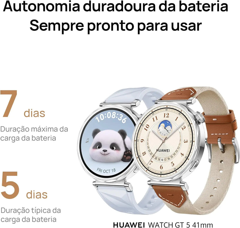 SmartWatch, HUAWEI WATCH GT 5 46mm, Nova experiência de corrida e ciclismo, Sharp-Edged Design, Até 2 semanas de bateria