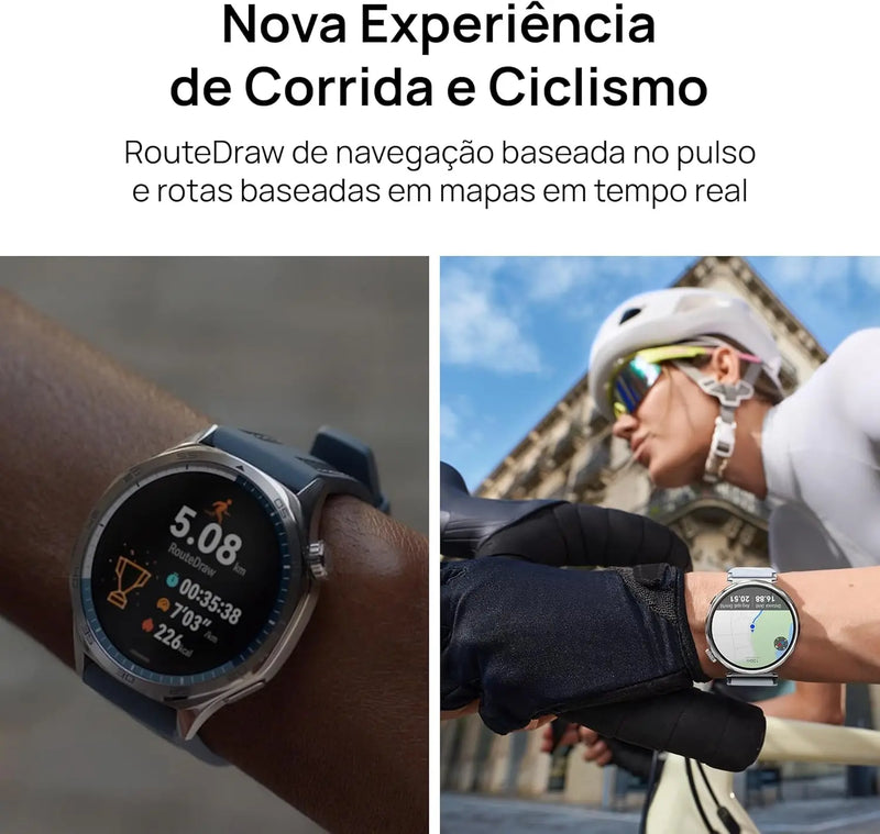 SmartWatch, HUAWEI WATCH GT 5 46mm, Nova experiência de corrida e ciclismo, Sharp-Edged Design, Até 2 semanas de bateria