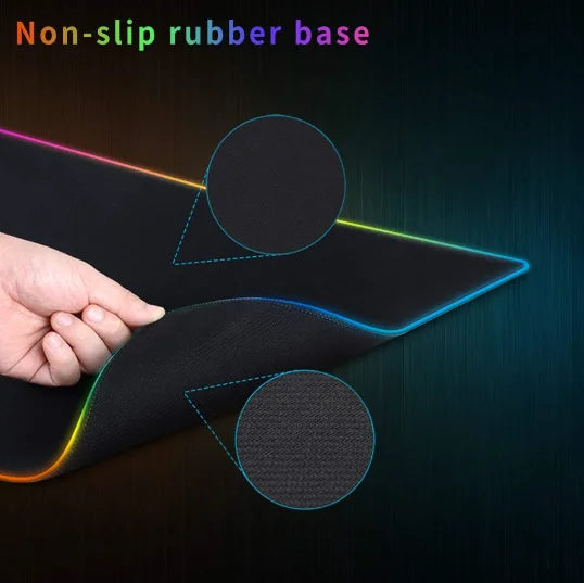 Mouse Pad Gamer Grande Velocidade Edge Led 7 Cores Rgb Impermeável 300mm x 800mm