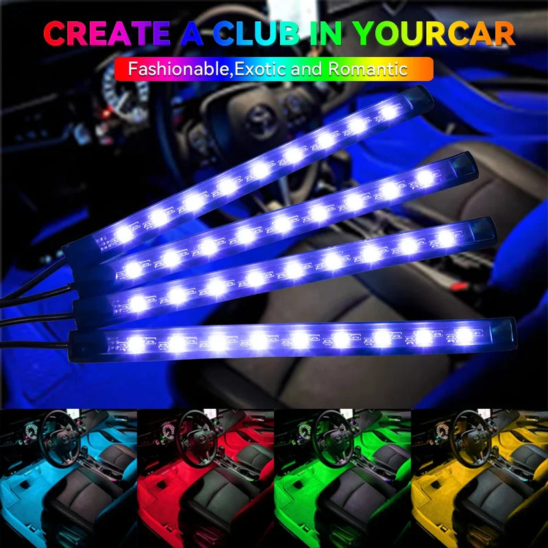 Neon LED para Carro - Iluminação RGB com Controle por App, Remoto e Sincronização com Música