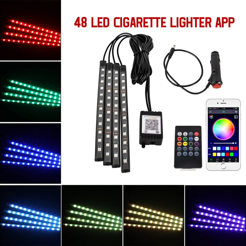 Neon LED para Carro - Iluminação RGB com Controle por App, Remoto e Sincronização com Música