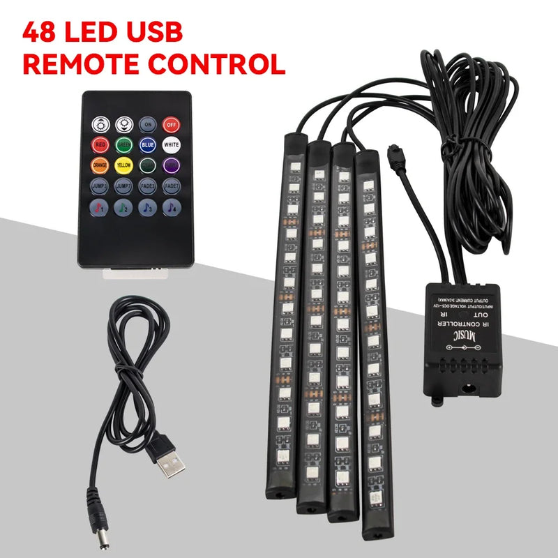 Neon LED para Carro - Iluminação RGB com Controle por App, Remoto e Sincronização com Música