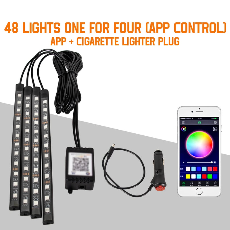 Neon LED para Carro - Iluminação RGB com Controle por App, Remoto e Sincronização com Música