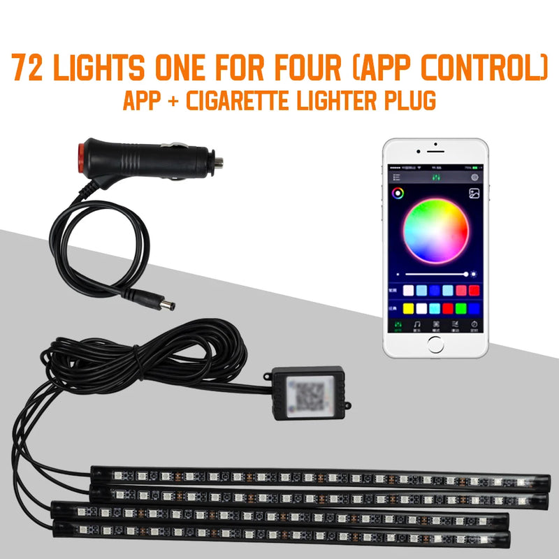 Neon LED para Carro - Iluminação RGB com Controle por App, Remoto e Sincronização com Música