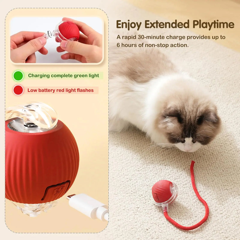 Brinquedo Interativo para Gatos – Bola Automática com Cauda, Recarregável, Brinquedo Inteligente para Estímulo e Diversão