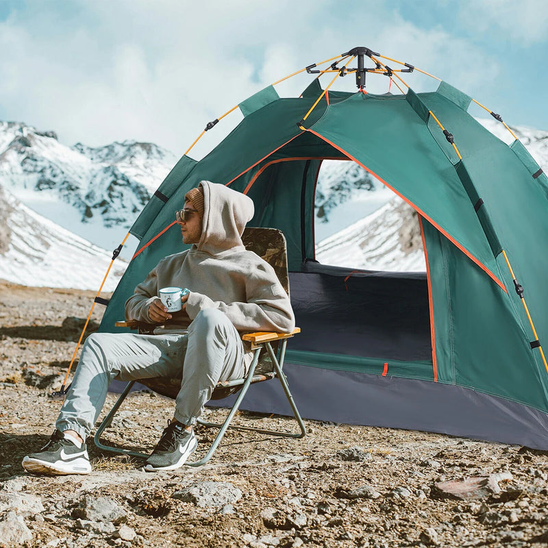 Tenda Pop-up Automática para 3-4 Pessoas - Proteção Solar, Montagem Rápida, Ideal para Camping e Família (Verde/Branco)