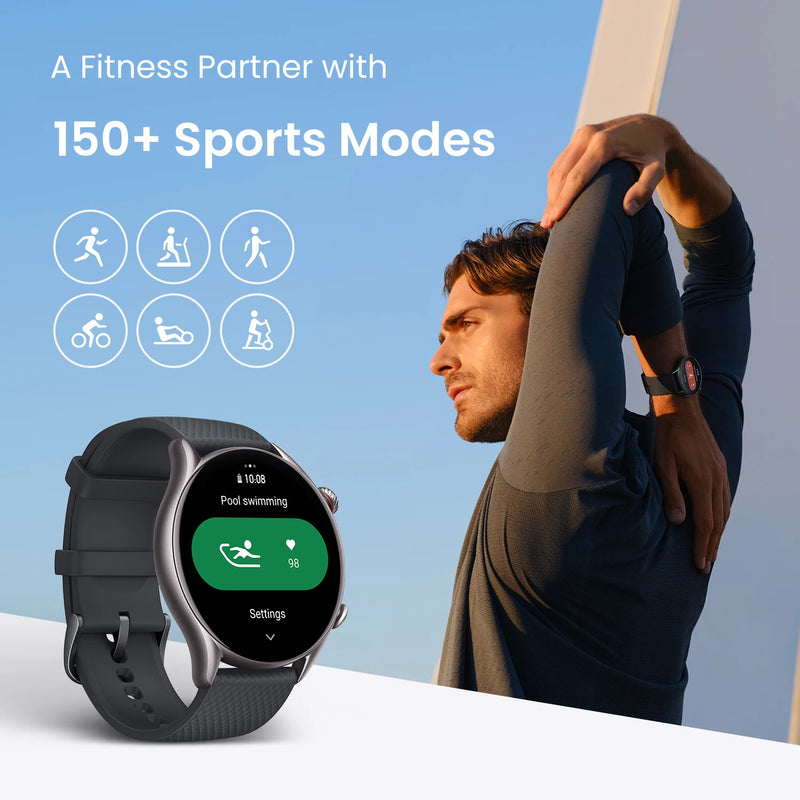 Amazfit GTR 4 2024 - Smartwatch 46mm AMOLED com GPS, 12 Dias de Bateria e Zepp OS para Android e iOS