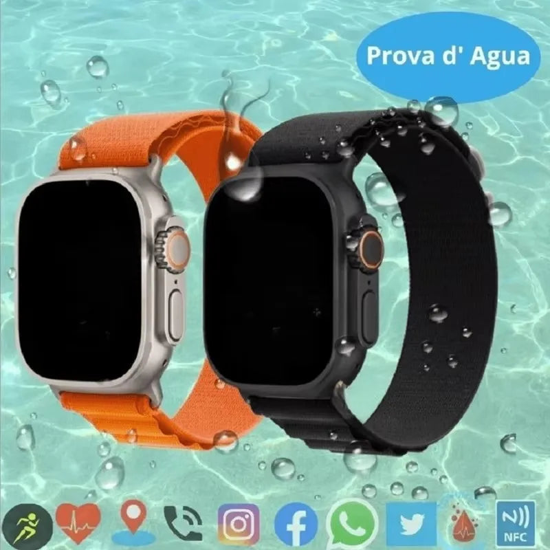 Smartwatch HW8 - Relógio Inteligente Bluetooth 2.2" HD, GPS, NFC, à Prova D'Água, para Homens, Pulseira Esportiva