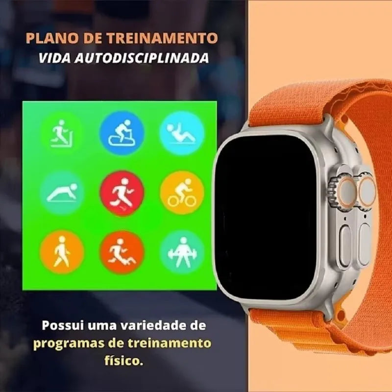 Smartwatch HW8 - Relógio Inteligente Bluetooth 2.2" HD, GPS, NFC, à Prova D'Água, para Homens, Pulseira Esportiva