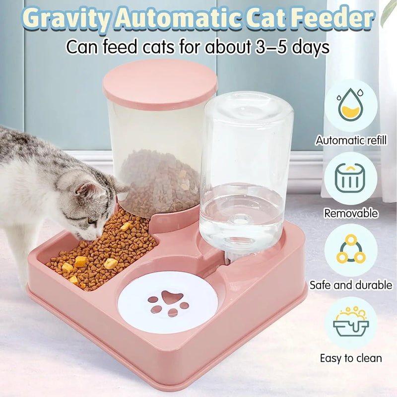 Alimentador Automático para Gatos com Dispensador de Água 2 em 1 – Alimentação e Hidratação Prática para Seu Pet